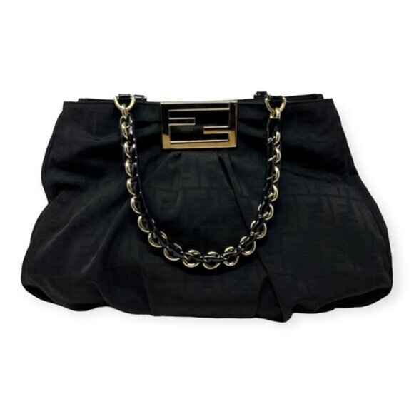 Fendi Large Zucca Black Canvas Monogram Mia Shoulder Bag - Picture 5 of 16